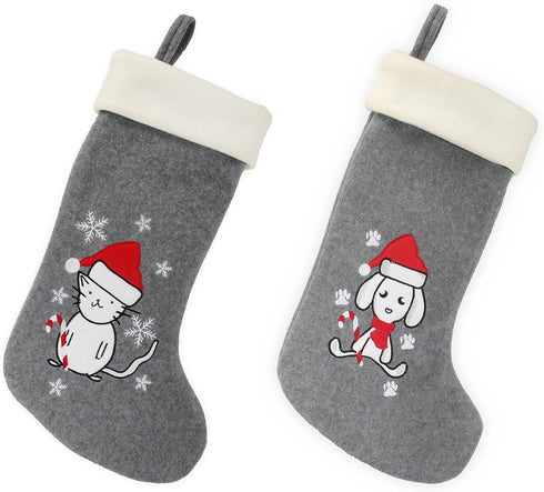 BambooMN 2 Piece Set 18" Classic Personalized Embroidered Sequined Animal Christmas for Kids & Family