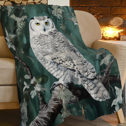 Flintis 50"X40" Cute Owl Blanket Forest Owl Decor Animal Throw Blanket Gifts for Girls Boys Super Warm Soft Plush