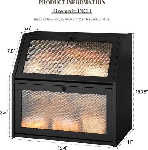 Countertop STDDRE Bread Box for Kitchen Bin Double Layer Bread Box Storage Container Extra Large Capacity with Diamond