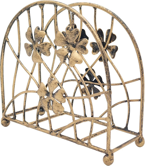 Antique Bronze Metal Floral Petals & Branches Freestanding Napkin Holder, Tabletop Tissue Dispenser
