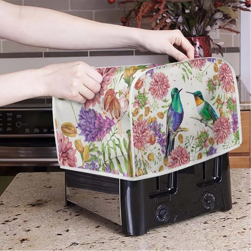 Hummingbird Floral Toaster Cover, Water-Resistant Kitchen Appliance Dust Protection for Most Standard 2 Slice Bread