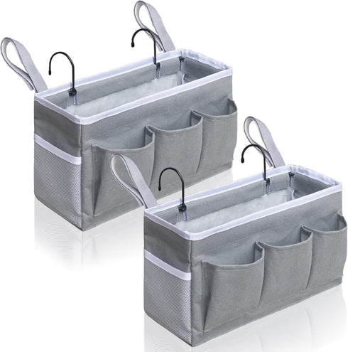 Kanrichu Bedside Caddy Hanging Storage Bag, Organizer Baskets with Pockets for Bunk