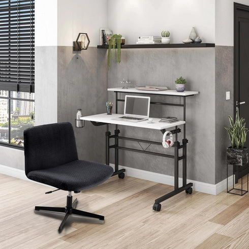 Armless/Office/Desk/Mid Fuloon Criss Cross Chair Cover, Waterproof, Stretchable, Solid Jacquard, Suited for Back Wide