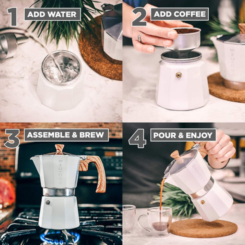 GROSCHE White Milano 6 Cup Stovetop Espresso Maker