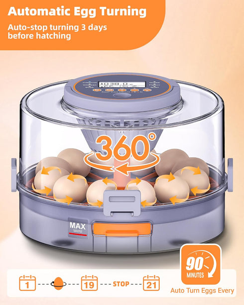 Somferic 12 Cozy Incubators for Hatching Eggs, Chicken Incubator with Automatic Egg Turning and Humidity Control, Baby