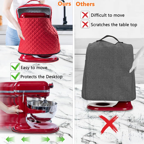 BAGSPRITE Stand Mixer Cover with Appliance Sliders, Compatible with KitchenAid Mixer 6/7/8 Quart, Pockets for