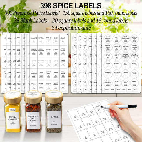 398 24 4oz AISIPRIN Glass Spice Jars with Labels, pcs Spice Containers with Bamboo Lids, Square Spice Bottles