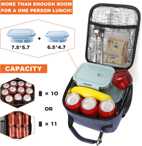 Femuar Lunch Box for Men and Women - Small Reusable Portable Lunch Bag for Office Work Picnic, Blue