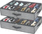Under Bed Shoe Storage Organizer for Closet - Fits 24 Pairs, Set of 2 with Clear Cover (Herringbone Grey)
