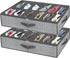 Under Bed Shoe Storage Organizer for Closet - Fits 24 Pairs, Set of 2 with Clear Cover (Herringbone Grey)