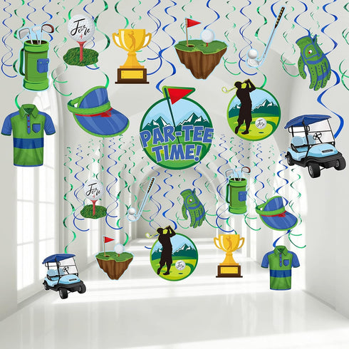 Clabby 41 Pcs Golf Party Decorations Swirls, Birthday Sports Theme Supplies for Kids Boys Men