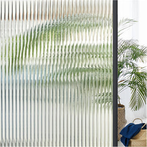 Coavas Reeded Glass Window Privacy Film, 3D Decorative Clings, Peel and Stick Fluted Window Decals (17.5x78.7 in,
