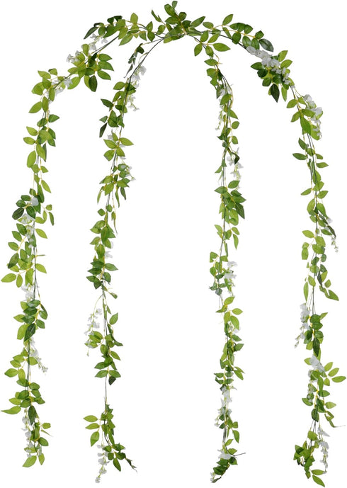 DearHouse 4Pcs Artificial Wisteria Garland, 6.6Ft/Piece Silk Hanging Flower Vine for Home Garden Outdoor Wedding Decor