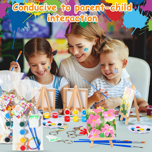 206 4 4 Inch Set HyDren Pcs Paint Party Favors Bulk x Canvas Easel and Watercolor Paint Palette Brush Stickers Puffy
