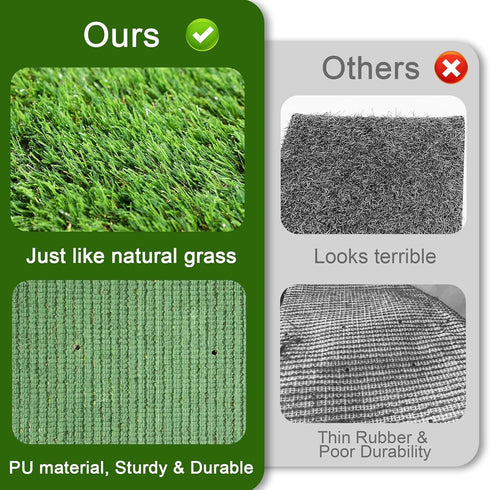 THREE ORANGES 47x31IN, 1.38" Artificial Grass Mat Thick Realistic Dog Potty Grass with Drainage, Cuttable Fake Grass