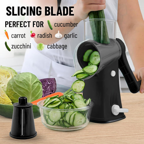 Zulay Rotary Cheese Grater, 5 Blade Cheese Shredder - Manual Hand Crank Cheese Grater with Reinforced Suction & 5