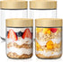 4 pack 16oz Overnight Oats Containers with Bamboo Lids, Glass Jars with