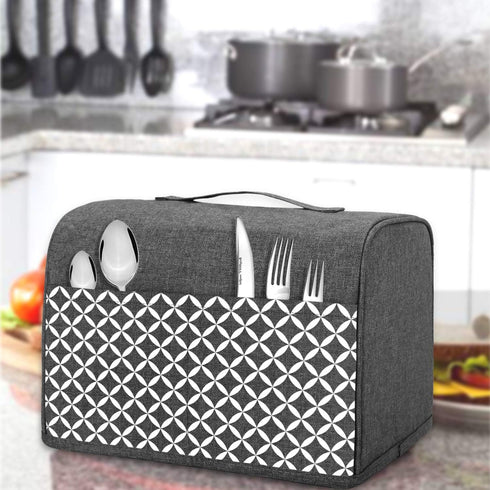 Yarwo Gray with Grid 2 Slice Toaster Cover, Nylon, Fits Most Standard 2 Slice Toasters, Pockets & Top Handle