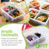 Bento Box Lunch Containers with Lids - Meal Prep Containers for Adults & Kids, Leakproof, 3 Compartments (2 Pack)
