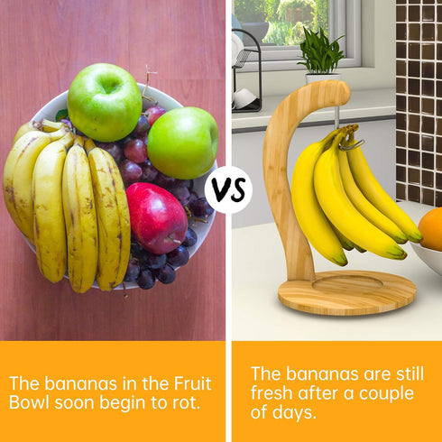 Ruichang Banana Holder Stand, Bamboo Sturdy Hook for Kitchen Countertop, Banana Tree Keeper