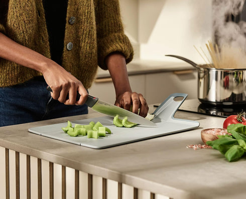 Joseph Joseph Chop2Pot Plus Folding Chopping Board, Regular, Pale Blue Medium