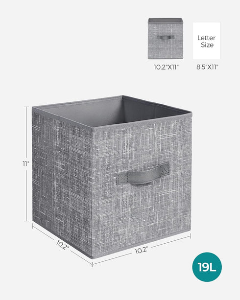 SONGMICS Set of 6 Storage Cubes, 11-Inch Non-Woven Fabric Bins with Double Handles, Foldable Closet Organizers, Cattail
