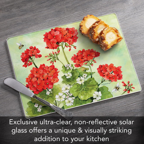 CounterArt Nature's Grace 3mm Heat Tolerant Tempered Glass Cutting Board 10” x 8” Manufactured in the USA Heat Tolerant Dishwasher Safe by Counterart