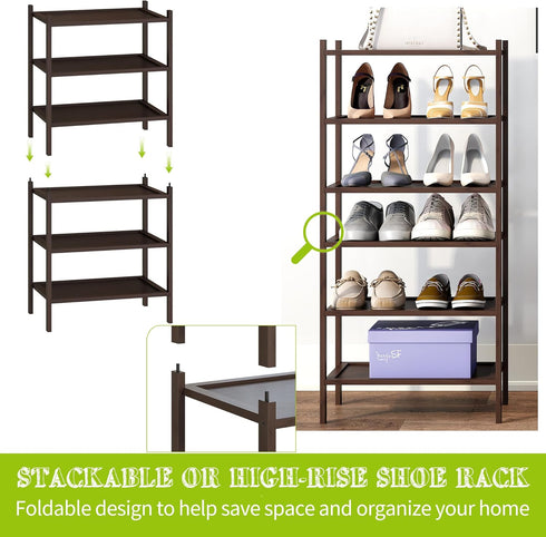 3-Tier Closet BMOSU Bamboo Small Shoe Rack Premium Stackable Shoe Shelf Storage Organizer for Hallway Living Room