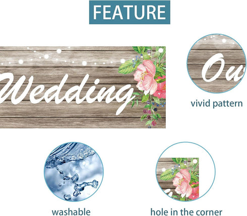 Welcome to Our Wedding Banner Sign, Large Bridal Shower Party Backdrop for Indoor Outdoor Decor (9.8x1.6ft)