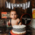 VANGNING 1st Race Car High Chair Banner - Black White Race Car Highchair Banner Birthday Decorations,First Birthday