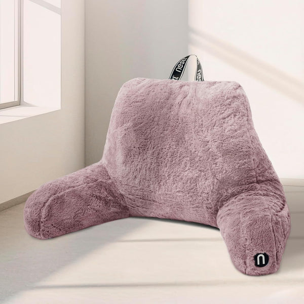 Nestl Fur Reading Pillow, Stylish Back Pillow for Bed Sitting Up, Faux