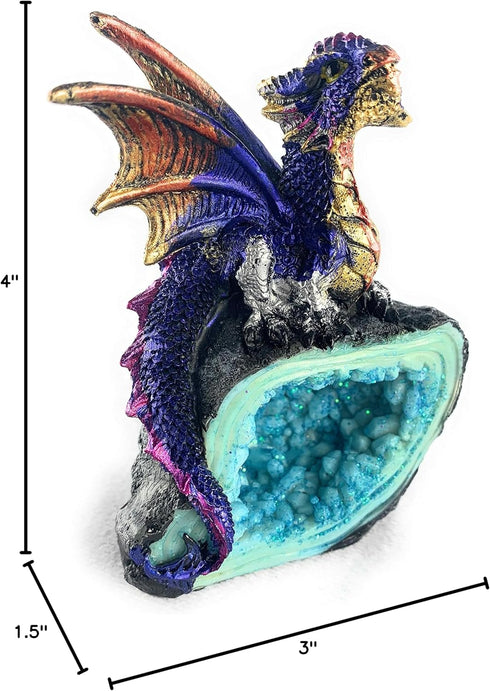 Ain’t It Nice Dragon Statue - Sparkling Medieval Collectible Fantasy Figurine Décor, Blue 3(L) X 1.5(W) X 4(H) inches