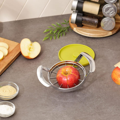 RSVP International Jumbo Slicer, Core and Slice Apples Kitchen Tool Collection, 7.32x4.92", Stainless Steel with Lid