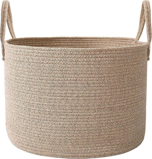 JMvicyroam 65L Extra Large Blanket Basket for Living Room - Woven Cotton