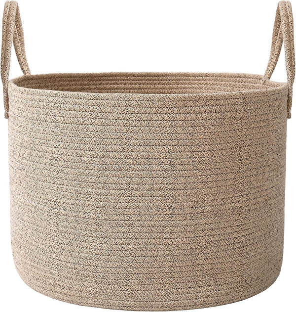 JMvicyroam 65L Extra Large Blanket Basket for Living Room - Woven Cotton