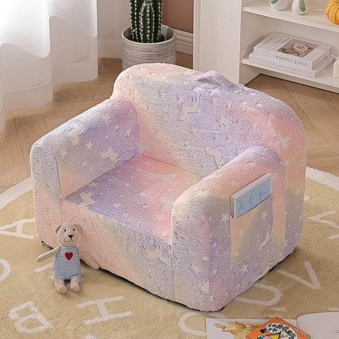 Tiita Kids Sofa, Childrens Couch with Carry Handle, Portable Toddler Foam Sofa Couch, Glow in the Dark Nursery Kids