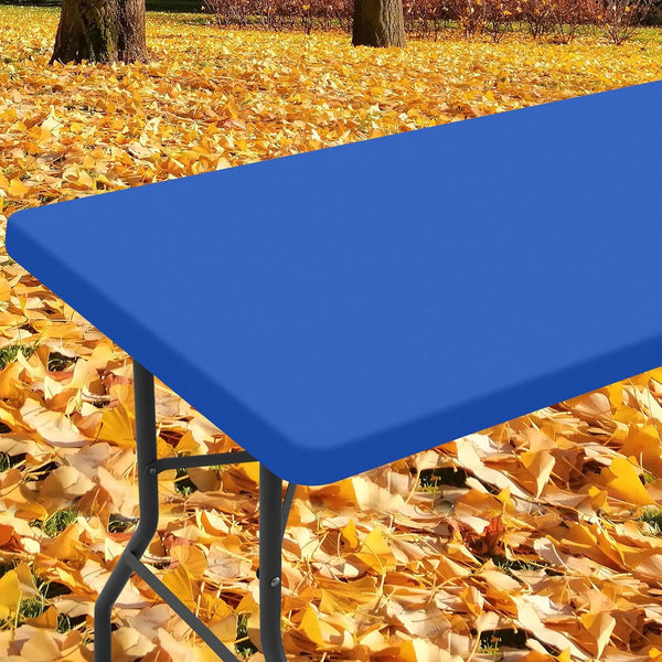 Smiry Rectangle Picnic Table Cloth, Waterproof Elastic Fitted Tablecloths for 8 Foot Tables, Washable Polyester Cover