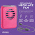 O2COOL Personal Travel Rechargeable Battery Powered Neck Cooling Fan, Single Pack (Pink)