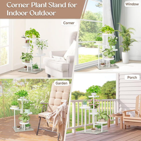 4 iDavosic.ly Tier Plant Stand Indoor, Tiered Corner Flower Holder Shelf Outdoor, Metal Tall Orchid Display Rack