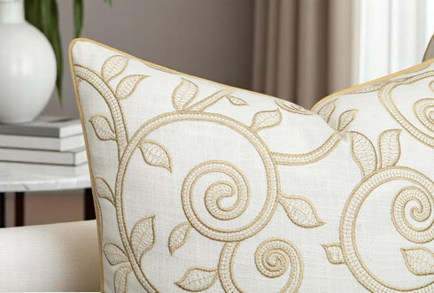 18x18 Inches, Maurice Scroll Embroiderd Decorative Square Accent Throw Pillow Cover - Sofa, Chair, Couch, Bedroom