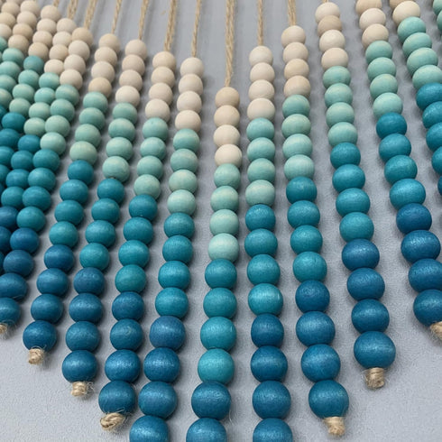 24 Inches) Boho Ombre Wood Bead Wall Hanging, Handmade Unique Giant Art Decor for Bedroom, Nursery, Living Room