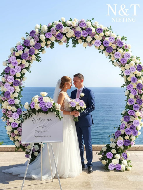 N&T NIETING 25pcs Artificial Flowers Rose with Stems for DIY Wedding Bouquets & Home Decoration, Series Purple
