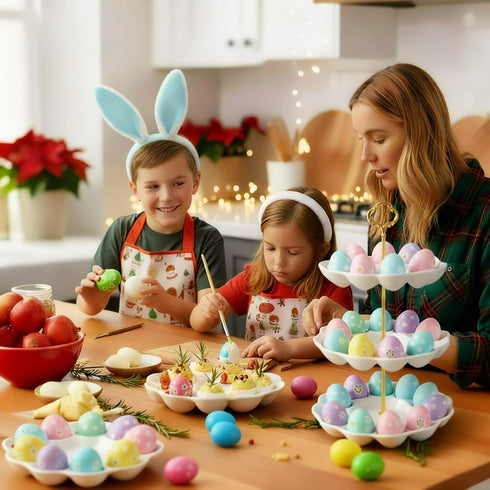 3 36 Countertop Tier Ceramic Easter Deviled Egg Platter Hole Deviled Egg Tray Container, Detachable Eggs Holder Tower