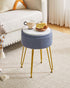 WBD010BU IBUYKE Teddy Velvet Storage Footrest Stool Ottoman, Makeup Vanity Stool Side Table with Removable Cover