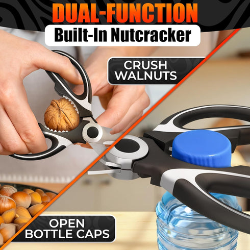 Kitchen Shears for Food, Heavy Duty Kitchen Scissors with Cover, Rust-Resistant Utility Scissors for Fish, Meat,