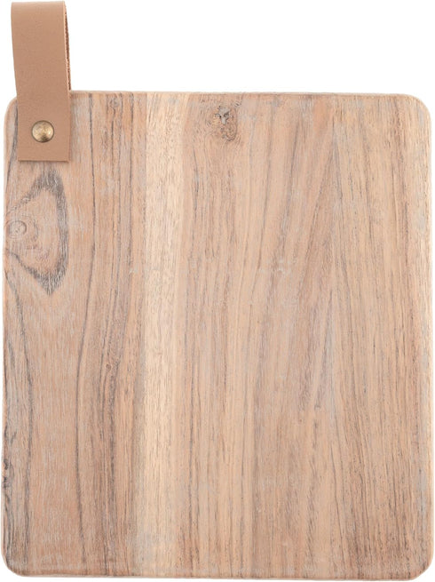 Karma Montecito Cutting Board, Acacia Wood Serving Board, Charcuterie Board with Leather Strap