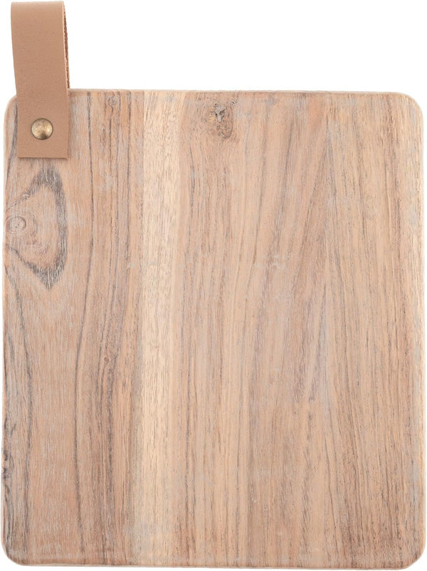 Karma Montecito Cutting Board, Acacia Wood Serving Board, Charcuterie Board with Leather Strap