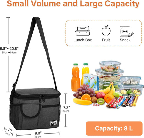 Tirrinia Insulated Lunch Bag, Leakproof Lunch Box for Adults and Kids, Soft Cooler Bag for Work, School, Picnic,