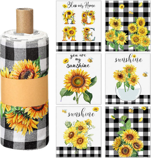 Mindsoft 36 Pcs Spring Sunflower Reusable Paper Towels Rolls Sunshine Washable Bulk Spring