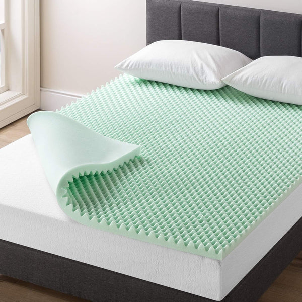 Best Price Mattress 2 Inch Egg Crate Memory Foam Topper with Aloe Infusion, CertiPUR-US Certified, Twin XL, Green